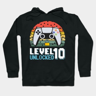 Level 10 Unlocked Vintage Retro Gaming Hoodie